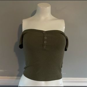 Navy green off the shoulder top